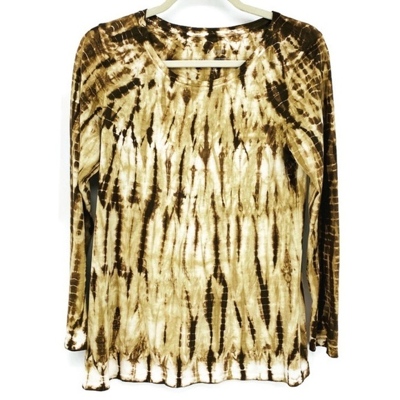 J. Jill Brown/White Tie-dyed Long-sleeve Tee Shirt - Picture 2 of 14